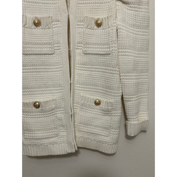 L'AGENCE Marina Textured Knit Cardigan Jacket White Sz XS Old Money - Picture 6 of 12